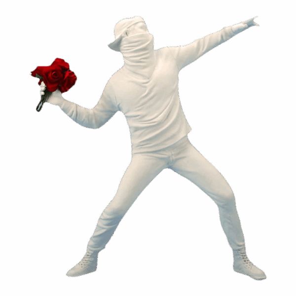 Resin Banksy Figurines - Flower Thrower and Bomber Statue - Home Desktop Decor - Interior Art Collection