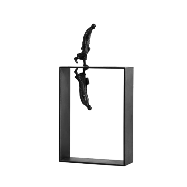 Minimalist Metal Shadow Square Figurine – Reflective Desktop Sculpture for Modern Home Decor