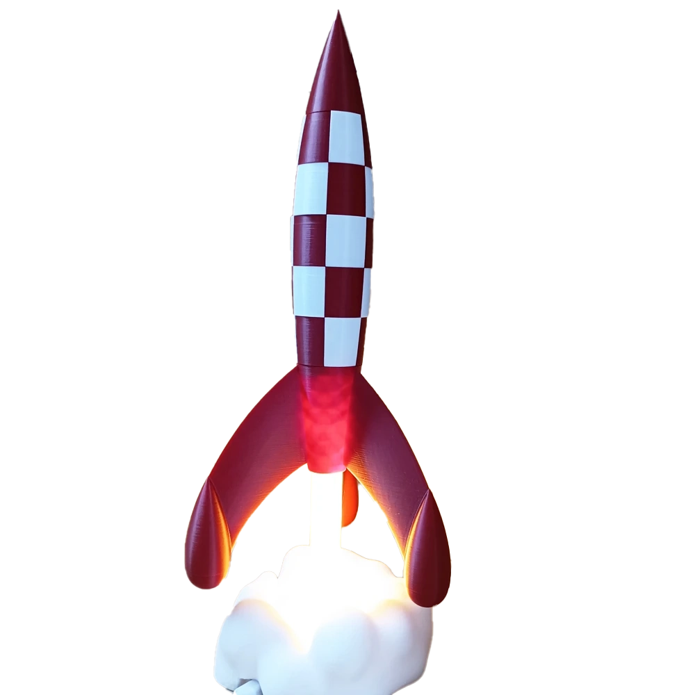 Tintin Rocket Lamp – LED Night Light Inspired by Hergé’s Iconic Moon Adventure | Kids Room Decor & Collector Gift
