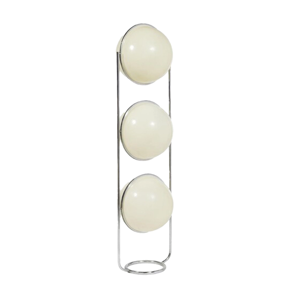 Garrault & Delord Style Chrome Floor/Table Lamp with Opaline Globes