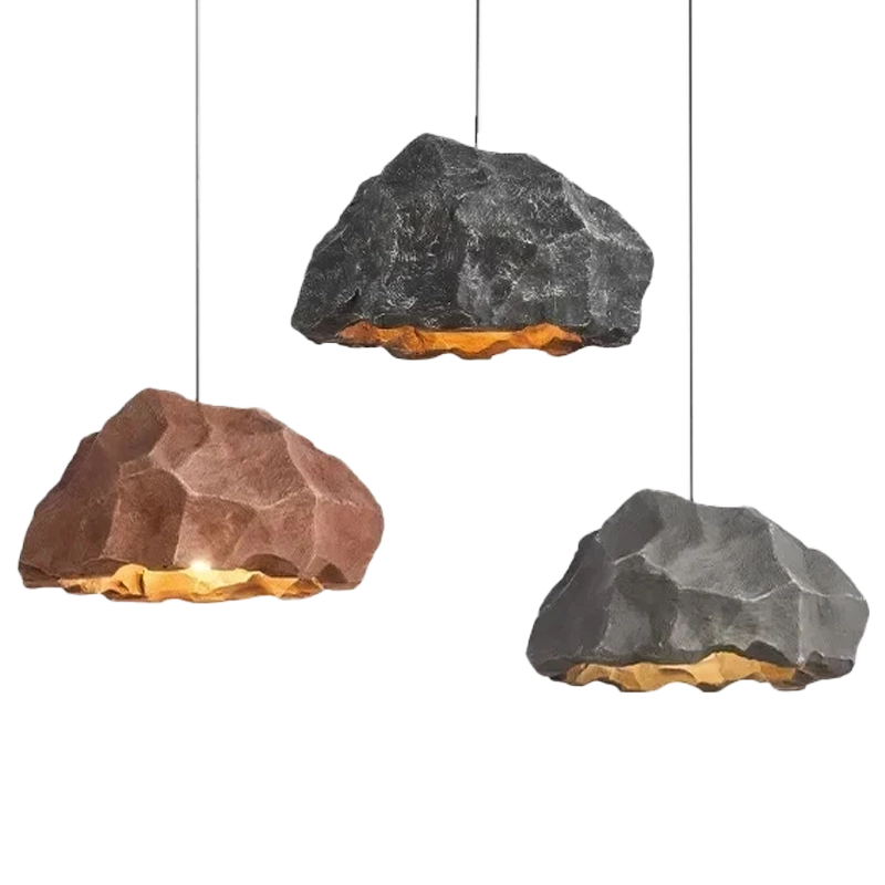Wabi Sabi Stone Pendant Light – Sculptural Ceiling Lamp in Nordic Minimalist Style