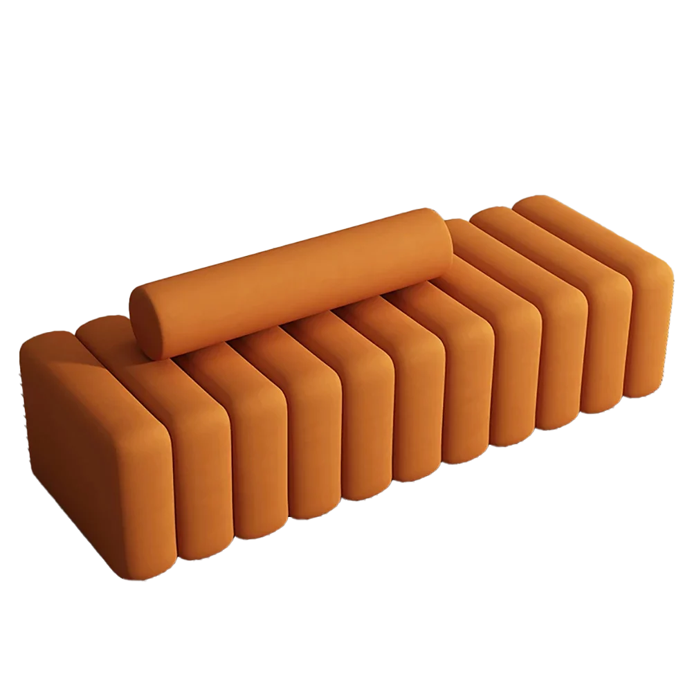 Modern Ribbed Flannel Bench – Sculptural Soft Seating for Bedroom, Living Room or Entryway